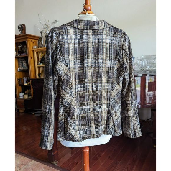 Maurices tweed brown plaid blazer   Sz S - Picture 4 of 10